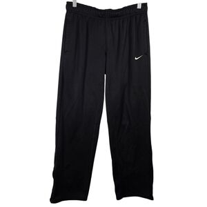 Nike Mens Black Athletic Pants Zippered Ankles Fleece Lined Elastic Waistband M